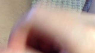 Teen jerks off big cock and cums.