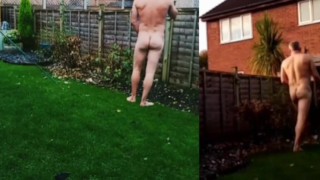 Naked in garden when neighbour is home