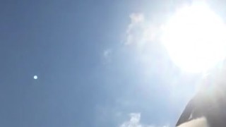 Big titted Ebony having fun in the Sun, cooling off in the the pool!