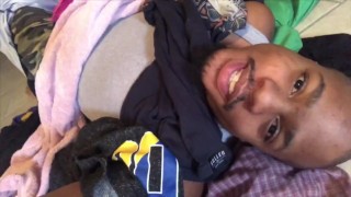 black guy drops thick massive load all over himself 