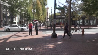 braless girl on the street
