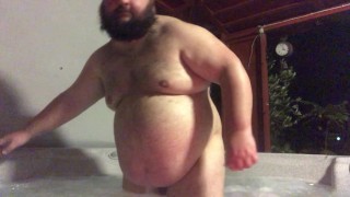 wet nakie hottub bear