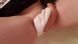 Soaking A White Hand Towel With My Piss