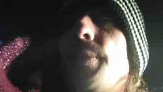 Cute Transgirl Outside at Night Smoking Cigarette and Spitting