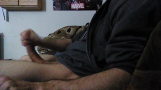 HUGE Cumshot from girthy cock!