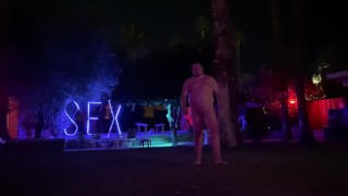 Walking naked in the resort