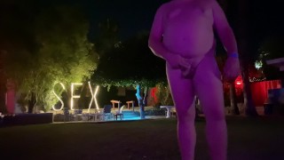 Walking naked in the resort