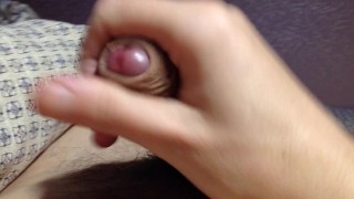 The guy plays with a member and cums with sperm. Homemade
