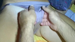 Man eat and puts finger at MILF pussy, then she has a real orgasm.