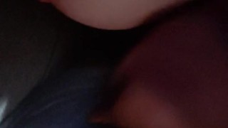 Jerking him off on my tits