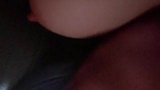 Jerking him off on my tits