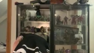 Pretty Teen Maid Boy Jerks off and Cums in Panties 