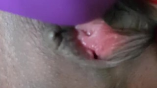 Masturbates with toy, cums twice within 4 minutes