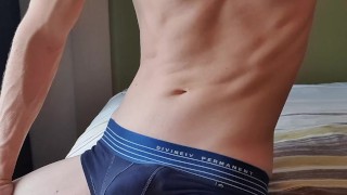 Precum massage and slow edging a young thick cock