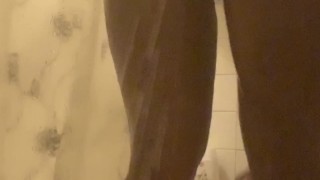 Squirting water out of my hairy Pussy in the shower 
