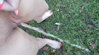 Long Morning Piss Outside In Grass