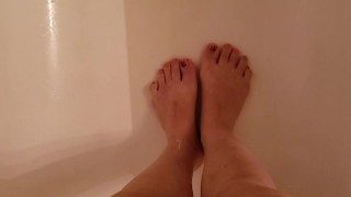 Girl Desperate to Pee Pisses On Self Standing In Shower 