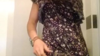 Mature transvestite /Transexual taking of His dress and showing and playing