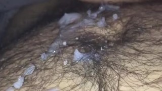 Quick cum on hairy body 