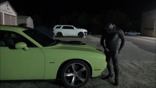 hump and cum on green muscle car
