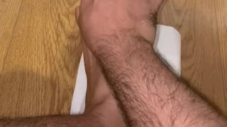 Male foot oil massage - young feet joy