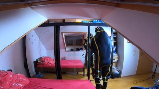 How to put on Cyborg Inflationsuit with Demask Mask over the head