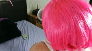 Pink hair GanjaGoddess69 gives a dickrate to a tiny ugly penis: Dick shame