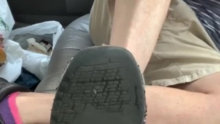 Foot dom in back seat (verbal)