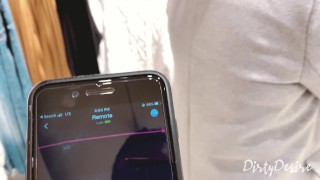 she swallows my cum in a changing room while I control her lovense vibrator