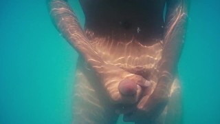 Hot teen cums underwater