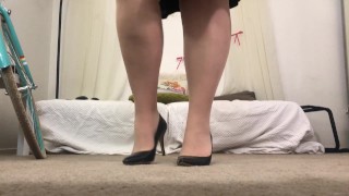 Watch Beautiful BBW Remove Heels and Show Feet and Legs in Pantyhose