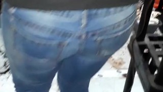 Watching a perfect ass in tight jeans