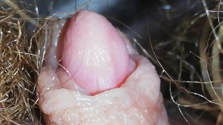 Extreme close up on my huge pulsating clit 