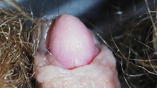 Extreme close up on my huge pulsating clit 