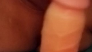 Ebony Babe Sucks Sloppy White Cock Toy