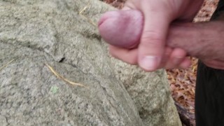 Cumming in the woods before work