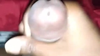 Black twink jacking off with huge cum shot