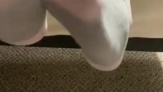 Up close teen feet socks pov 