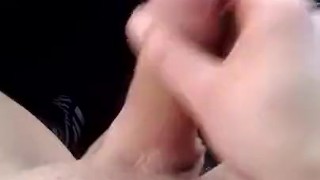 Jerking off uncut dick in my car