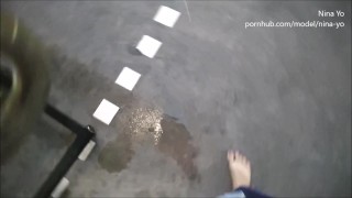 Barefoot Walking Public in the City in the Rain Foot Fetish - Nina Yo