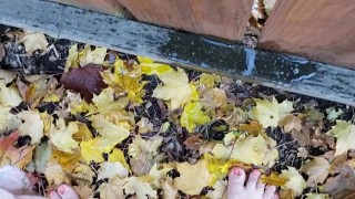 Girl's Quick Outside Piss On Local Fence