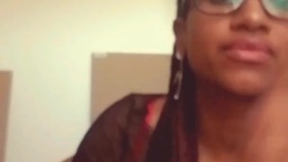 Shy Ebony Gags on White Cock 