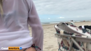 Extreme risk II pissing in public and anal sex on the beach People near!