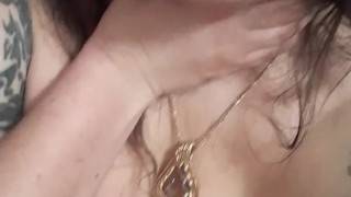 Slut fingers herself in the bathroom at family dinner