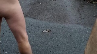 Dared to get naked at side of road and wank off