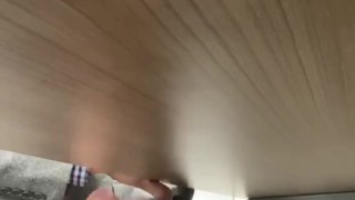 Under the desk work office wank masturbating public secret