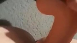 Teen playing with toy in freshly shaven tight pussy