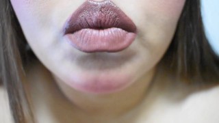 Pouty Lip Fetish Candid: Putting on Lipstick and Lip Gloss