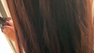 real risky sex and Blowjob in the dressing room of a lingerie store.