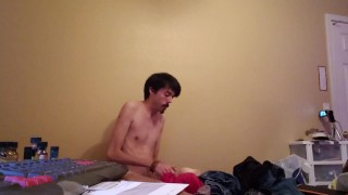 Fucking my toy to orgasm while family is home.